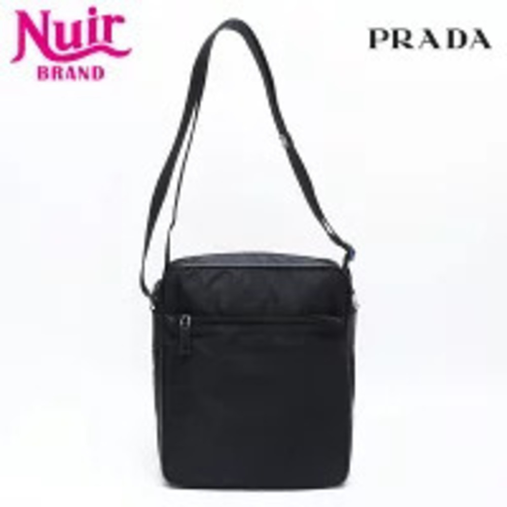 Prada Triangle Logo Tessuto Shoulder Bag Black